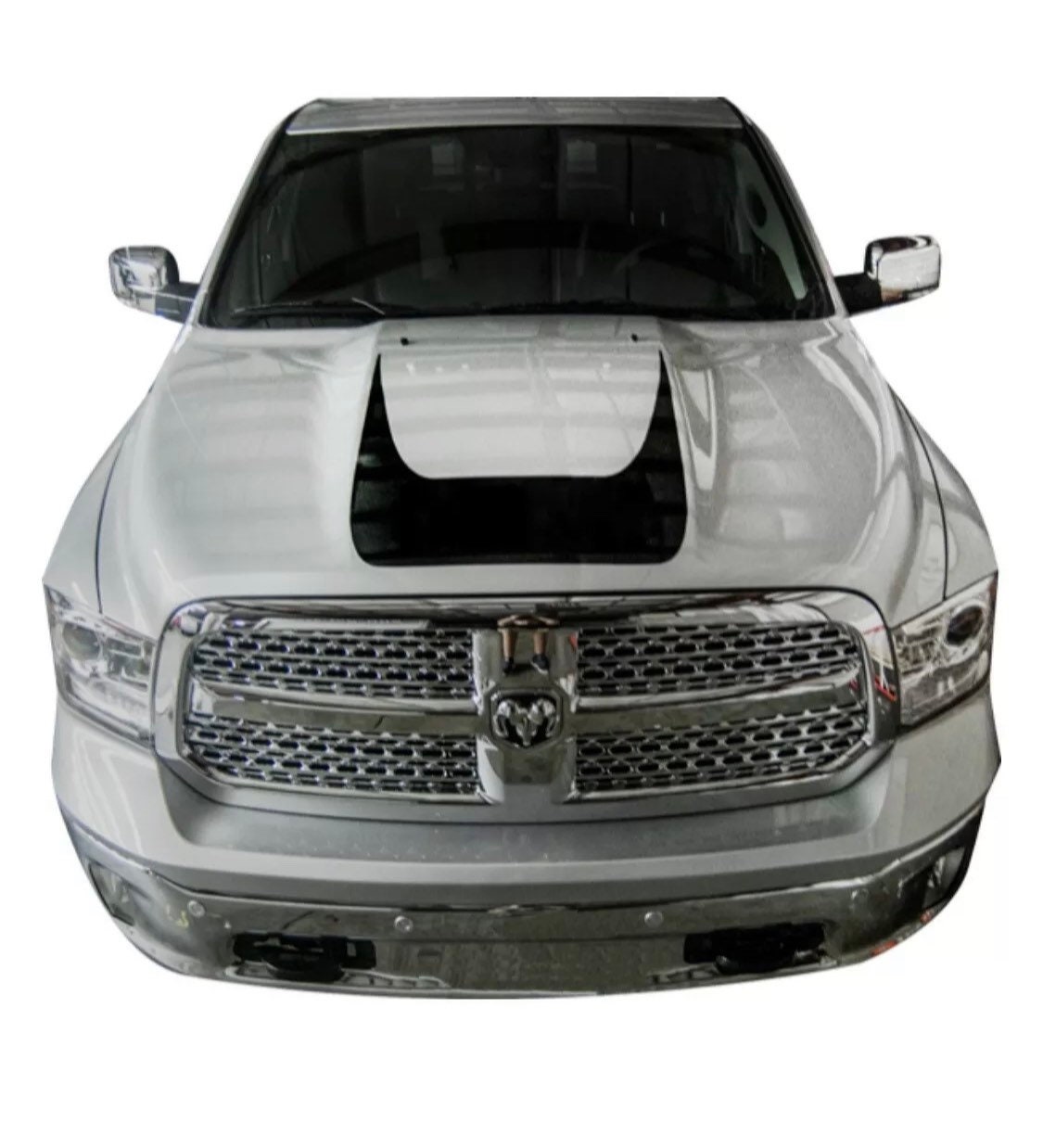 Matte Black - 2009-2019 Dodge Ram Hemi Outline Blackout Hood Decal Graphic