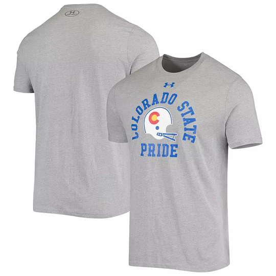Men's Under Armour Gray Colorado State Rams Pride Helmet Performance Cotton T-Shirt, Size: Small, Grey