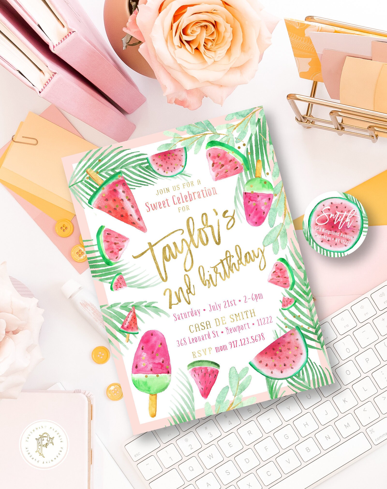 Watermelon Invitation - Birthday Invitation One in A Melon Party Invite First 1st Birthday