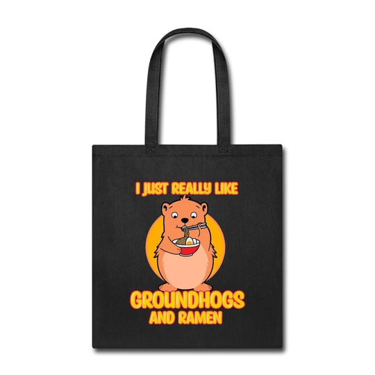 I Just Really Like Groundhogs & Ramen Tote Bag, Lover Bag Gift, Co Worker Office Gifts, Groundhog Gifts