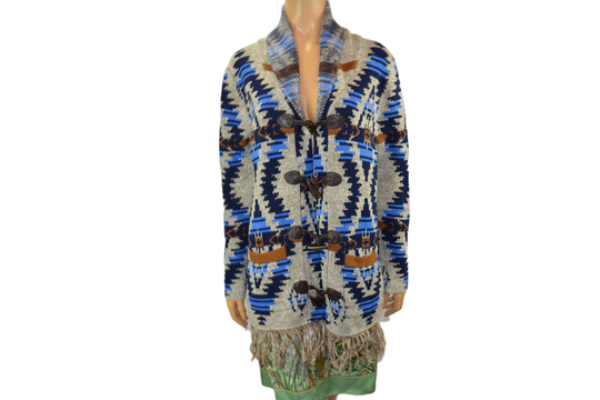 Vintage Fringe Cardigan Cotton Blend Woman's Sweater