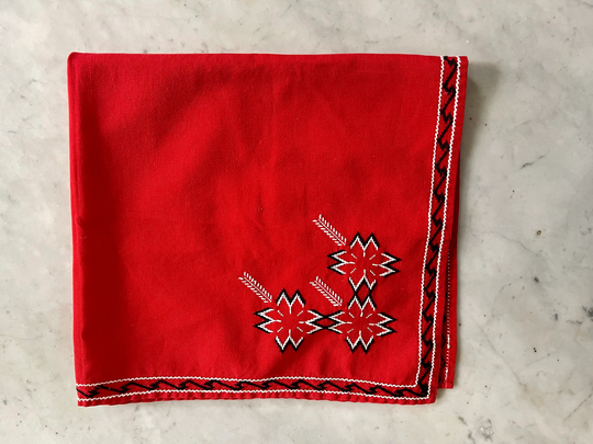 Vintage Mid Century Embroidered Tablecloth Portuguese Folk Romanian