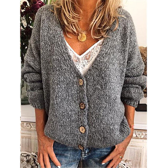 Casual Cotton-Blend Outerwear - Gray, M - medium grey