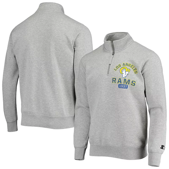 Men's Starter Heathered Gray Los Angeles Rams Heisman Quarter-Zip Jacket, Size: 2XL, LAR Grey