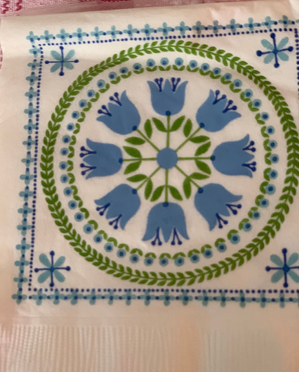 20 Vintage Hallmark Paper Beverage Drink Napkins Old New Stock Decoupage Napkin Collector Periwinkle Blue Green Cottage Core Pattern