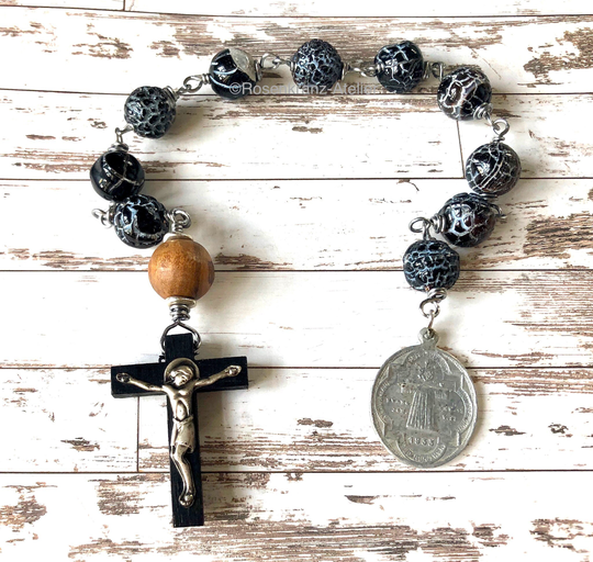 Single Decade Rosary Beads, Open Tenner, Saint Helena, Jubilee 1933, Tunic Of Christ, Antique Medal, One A Kind, Rosenkranz-Atelier