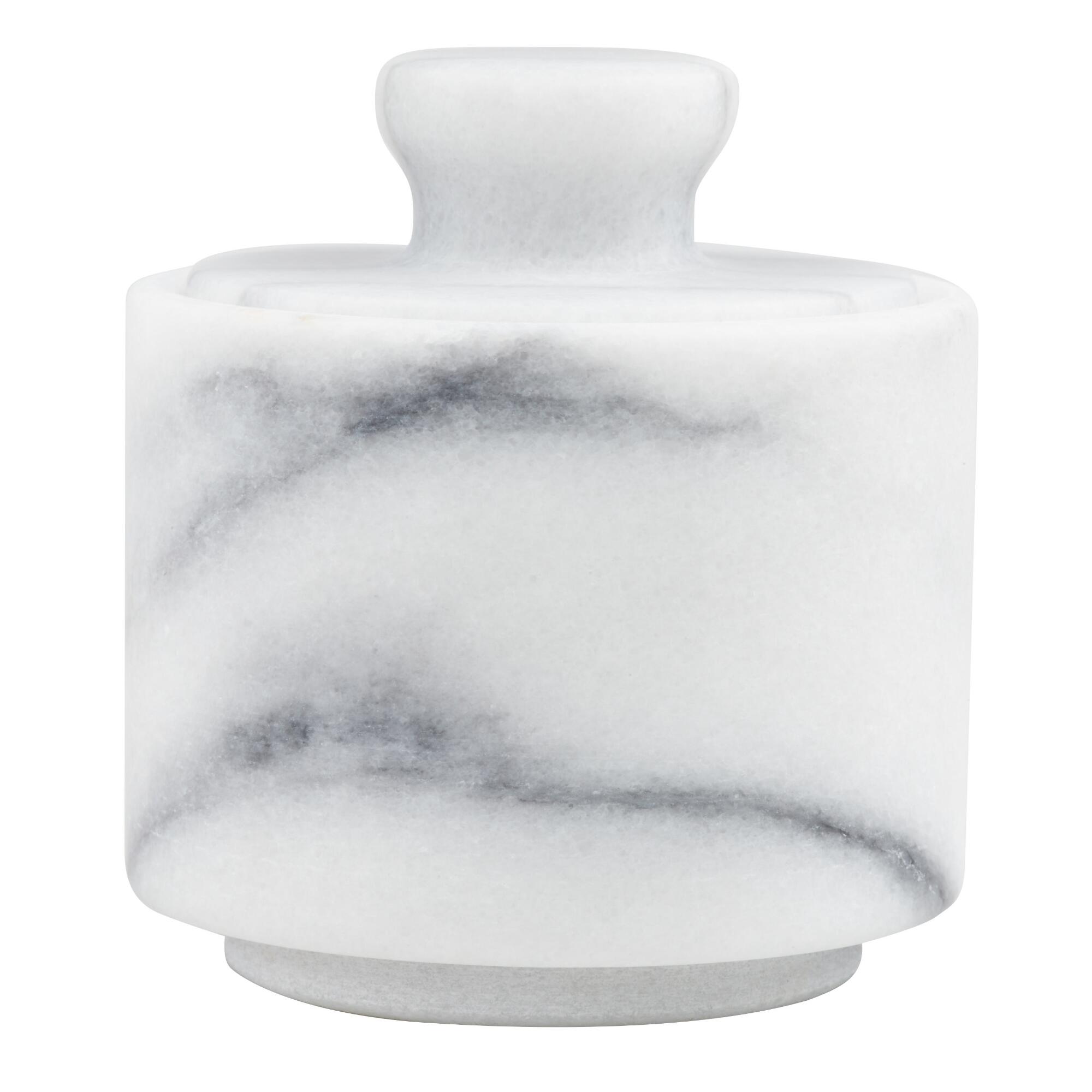White Marble Salt Cellar with Lid by World Market
