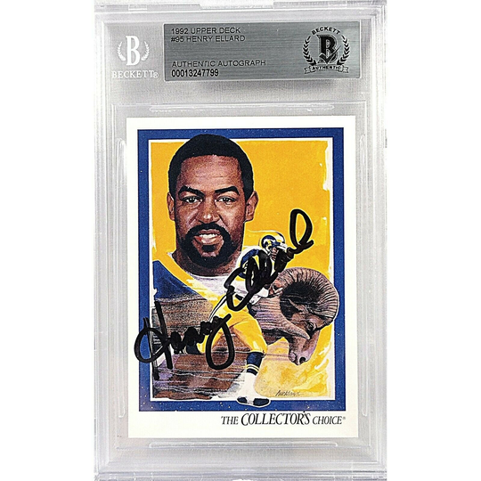 Henry Ellard Signed Los Angeles Rams 1992 Upper Deck Football Card Beckett Certified Authentic Slab Autographed Bas
