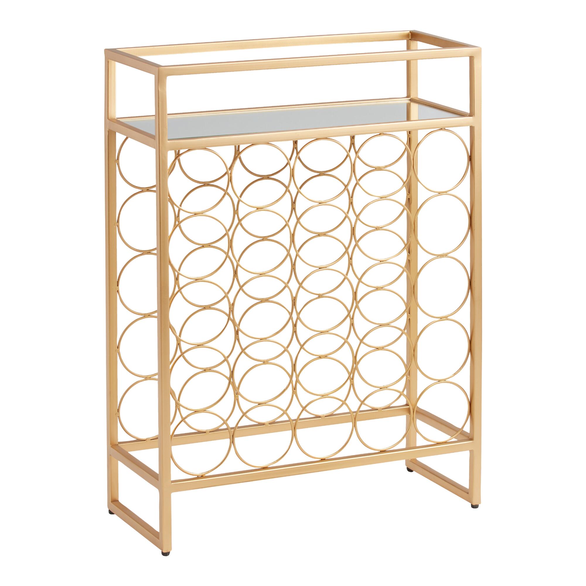 Antique Brass Mirrored 25 Bottle Cole Wine Rack by World Market