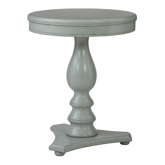 Wood Pedestal Belgravia Accent Table: Gray by World Market