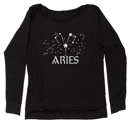 Aries Zodiac Star Chart Slouchy Off Shoulder Sweatshirt
