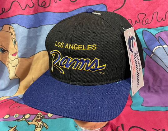 Vintage 90S Deadstock W Tags Sports Specialties La Rams Script Snapback Hat - Los Angles Pro Line