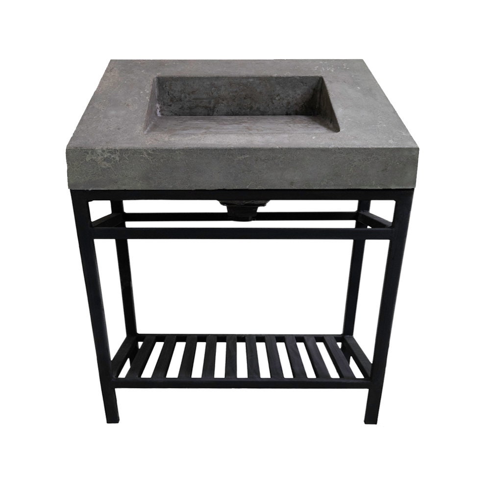 Ramp Sink Vanity | Concrete - 24'' Style | Metal Base