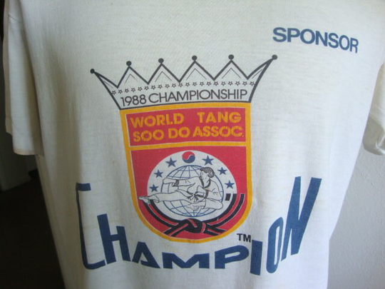 Vintage 80's Sponsor World Tang Soo Do Association 1988 Championship T Shirt Size L