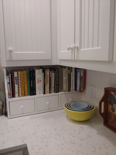 Cookbook Shelf & Kitchen Storage, Recipe Box With For Cookbooks, Counter Top Rack Storage