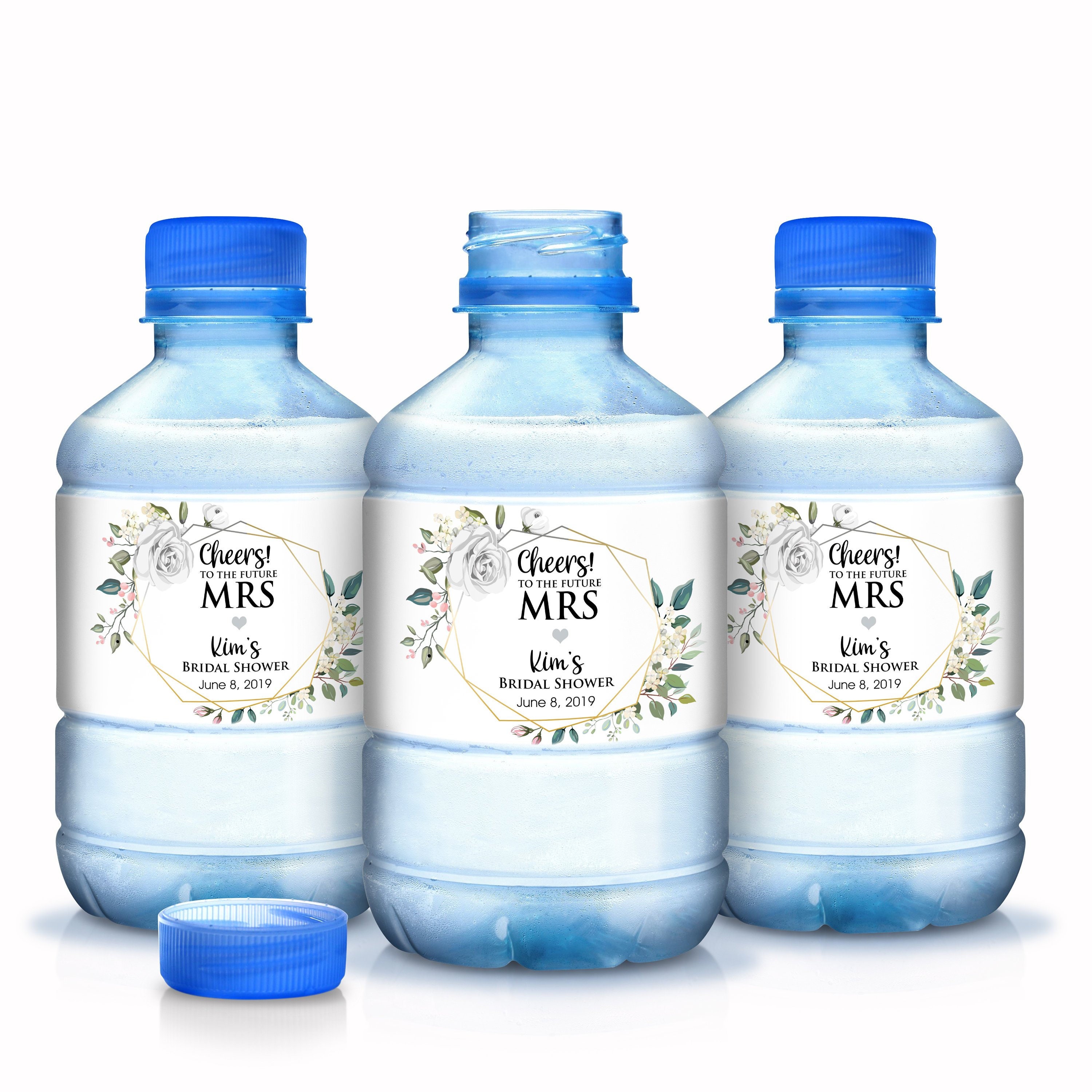 30 Personalized Greenery White Rose Water Bottle Labels - Thank You Bridal Shower Cheers To The Future Mrs