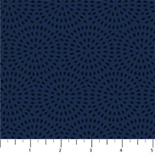 Kingyo Navy Blue Circular Blender Fabric - Lemonni Figo Fabrics 100% Cotton By The Half Yard Modern Geometric