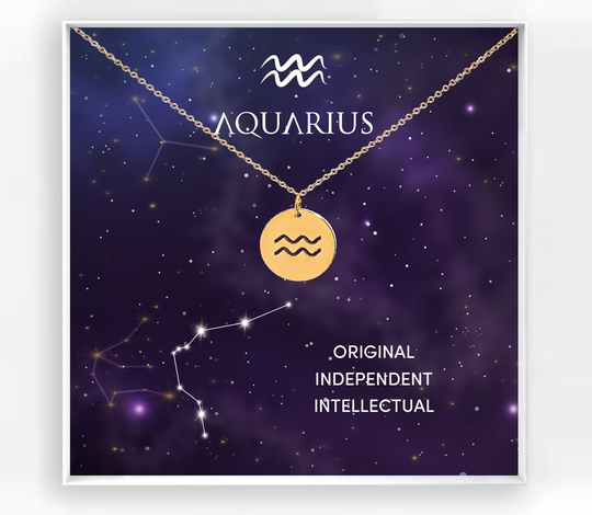 Aquarius Necklace - Horoscope Necklace Zodiac Sign Necklace, Star Dainty Bridesmaids Gift, Zodiacs