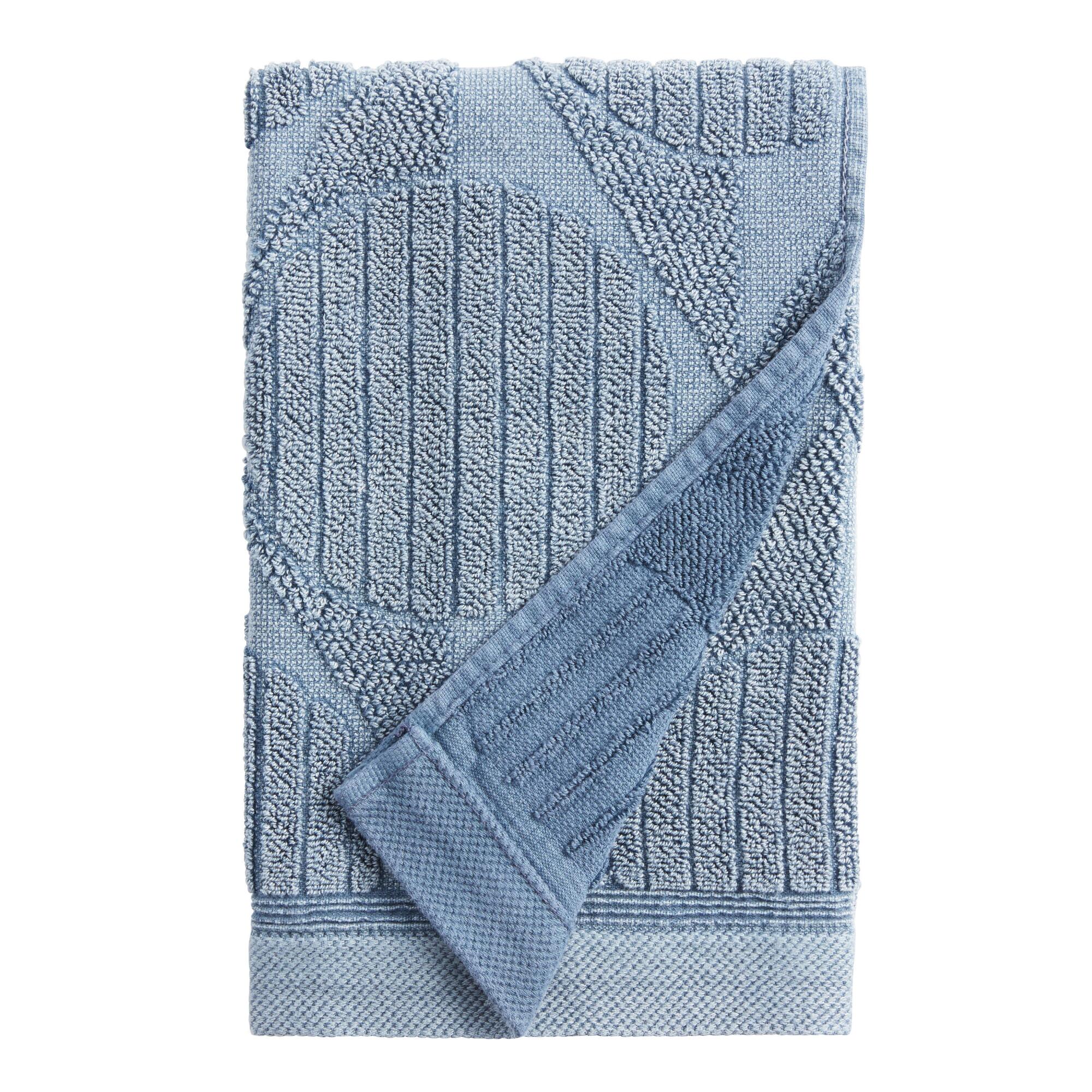 Indigo Sunfaded Sculpted Dot Claude Hand Towel: Blue by World Market