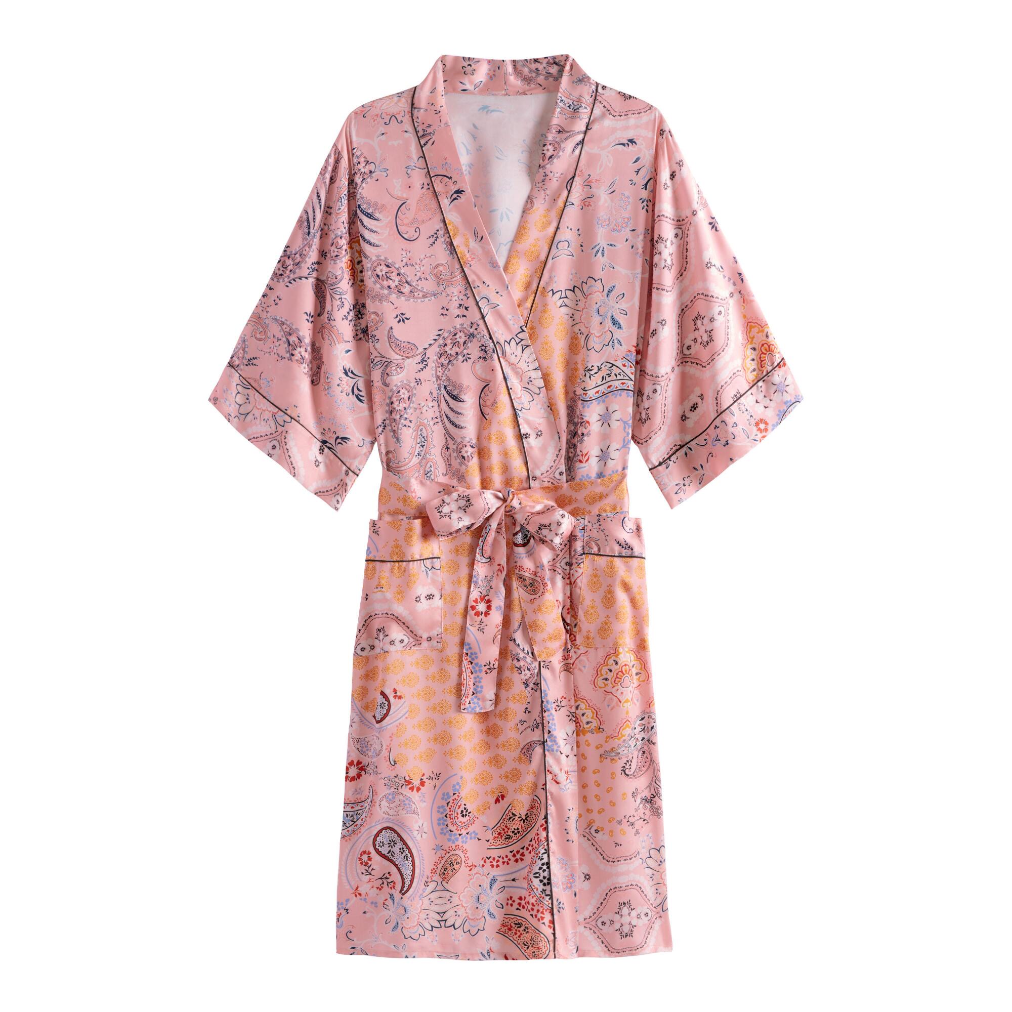 Multicolor Paisley Patchwork Robe: Pink - Polyester by World Market