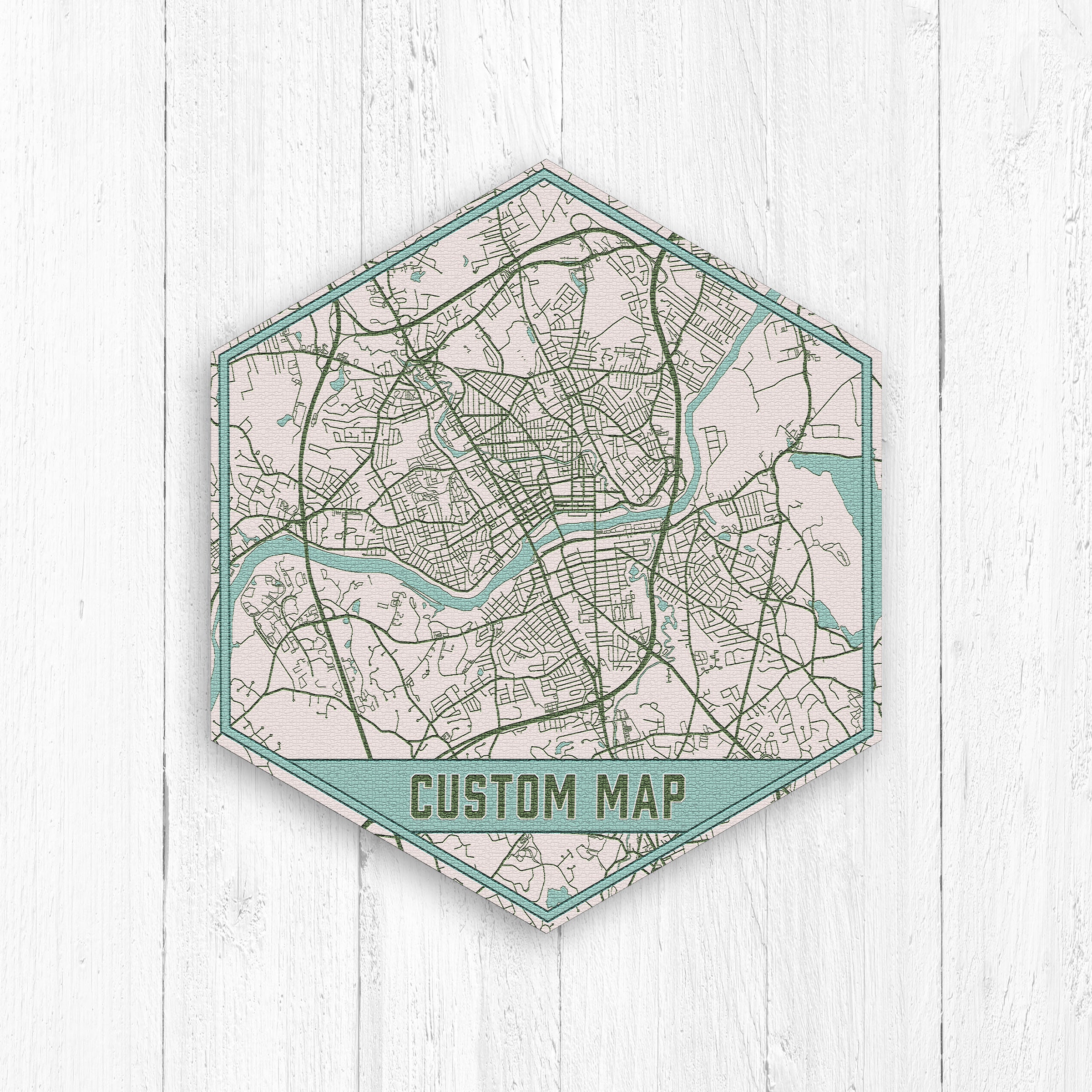 Custom Hexagon Street Map By Printed Marketplace