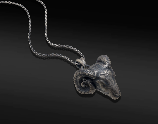 Silver Ram Head Necklace, Aries Pendant, Gift For Aries, Jewelry, Zodiac Pendant