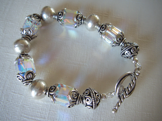 Swarovski Square Bracelet. Sterling Silver