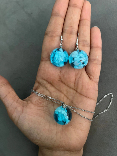 Cloud Earrings & Cloud Necklace, Sky Set Blue