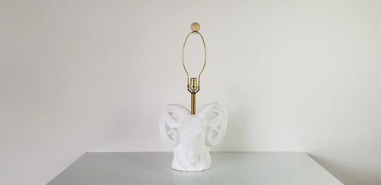 1970S Hollywood Regency Ram Head Plaster Table Lamp