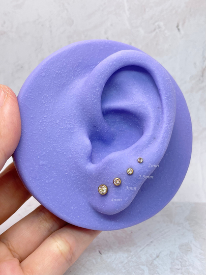 Implant Grade Titanium Gold Plated Crystal Cartilage Helix Tragus Conch Jewelry Push in Labret Stud Threadless Flat Back Earring 20G 18G 16G