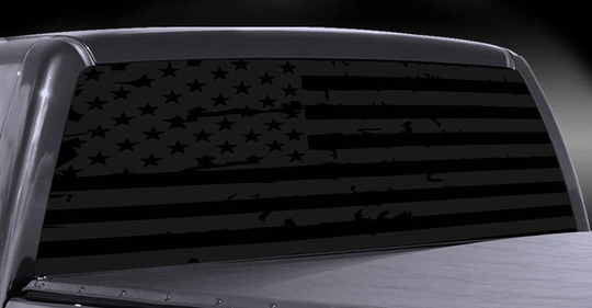 Premium Universal Fitment Distressed Ripped American Flag Rear Window Vinyl Decal Fits Jeep Ram Silverado Sierra F150 Tundra Tacoma