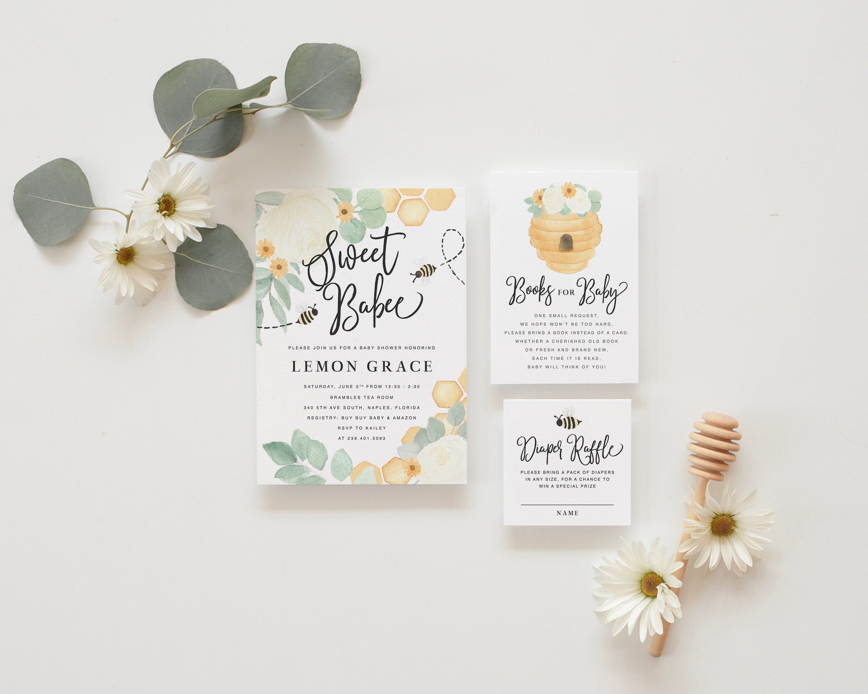 Bee Baby Shower Invitation, Sweet Babee, Honey Bumblee Invitations, Gender Neutral