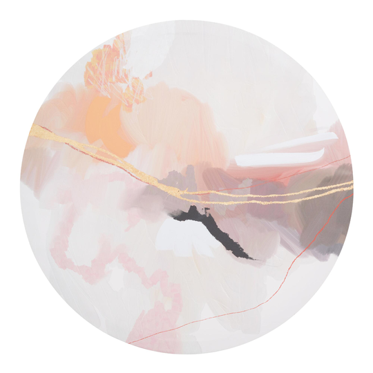 Round Pink Dalarna by Dan Hobday Framed Canvas Wall Art - Large by World Market