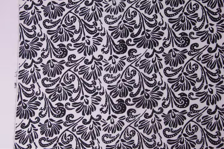 Floral Print White Silk Cotton Blend Fabric Width 50 Inch