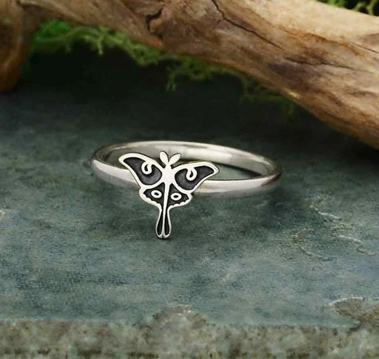 Cute Moth Ring | Sterling Silver Dainty Minimalist Insect Moths, Fairycore, Cottagecore, Witchy, Wiccan Gift For Her