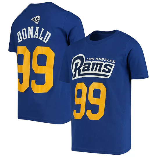 Youth Aaron Donald Royal Los Angeles Rams Mainliner Player Name & Number T-Shirt, Boy's, Size: YTH Medium, Blue