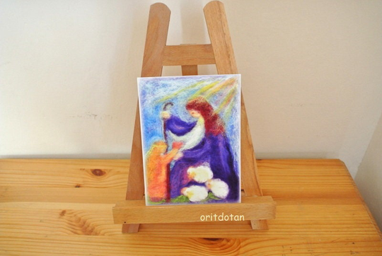 Shepherd & A Girl-Small Print-Of My Original Needle Felted Wool Tapestry