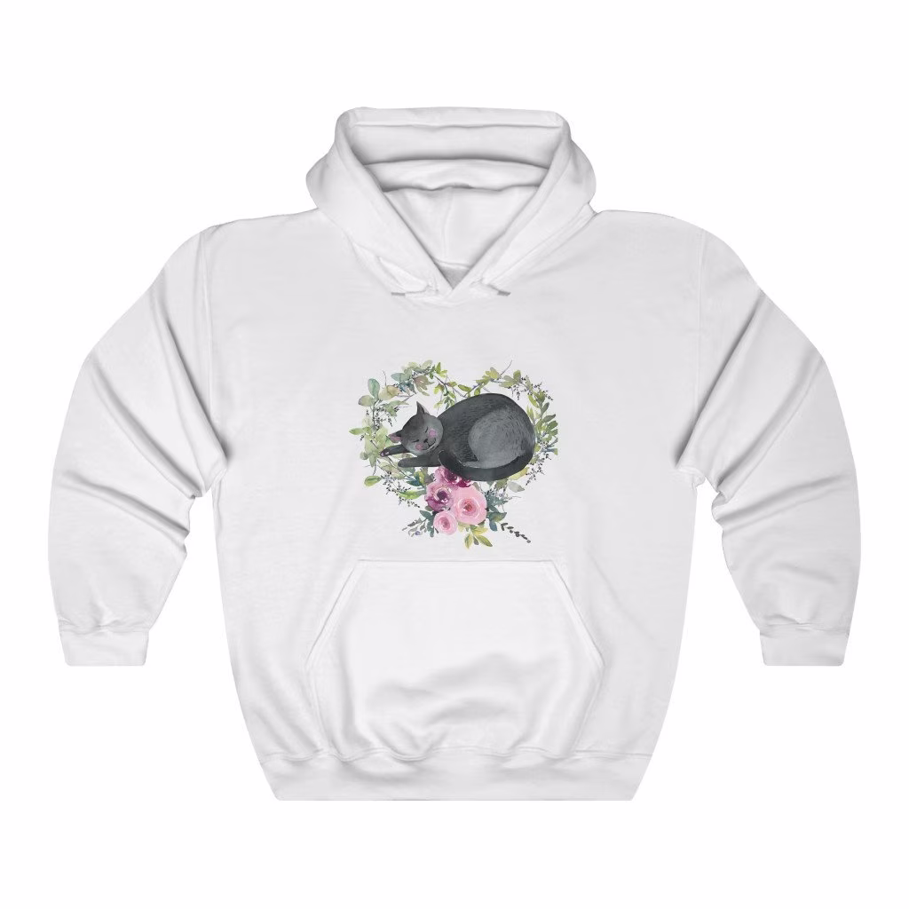 Black Cat Women's Unisex Heavy Blend Hoodie Sweatshirt