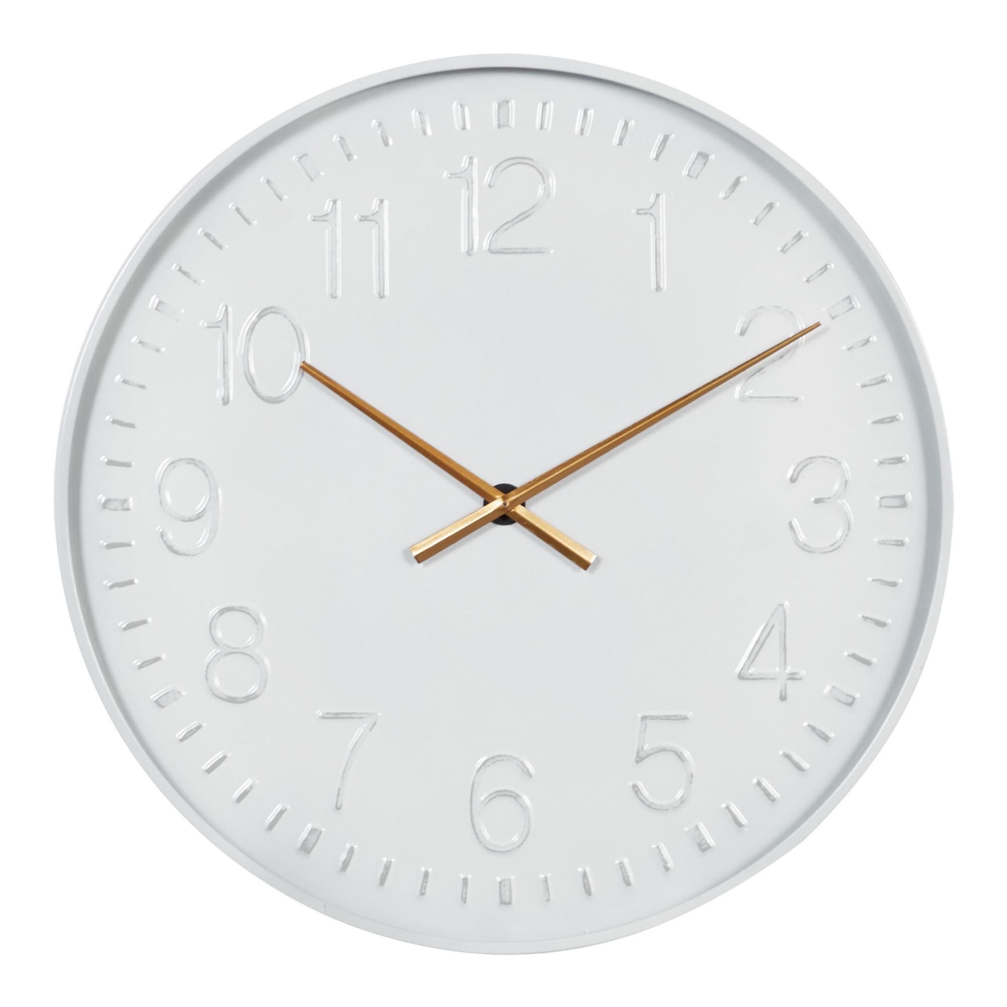 Matte Gray Metal Wall Clock: White/Gold by World Market