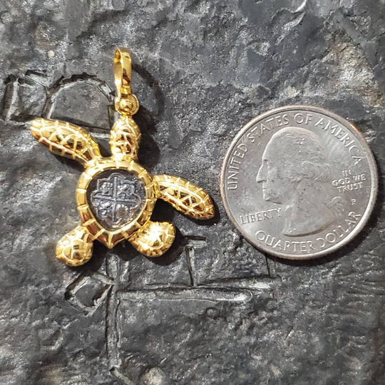 Atocha Gold Plated Turtle Pendant Shipwreck Sunken Treasure Coin