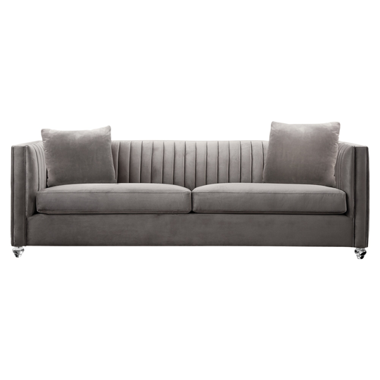Armen Living Emperor Modern Beige Polyester/Blend Sofa in Clear | LCEP3BG