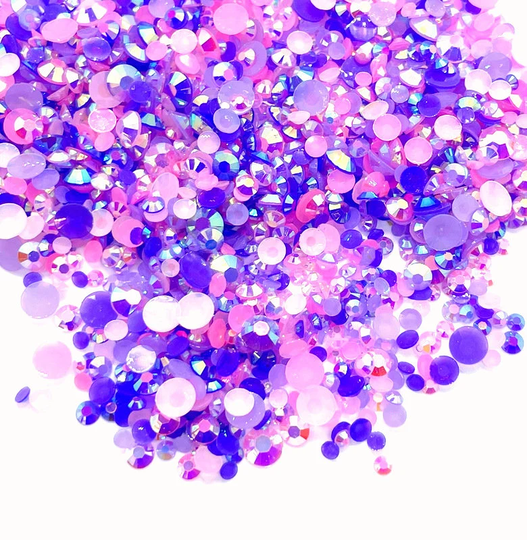 Butterfly Blend Ab Rhinestone Mix 3/4/5/6mm Flatback Jelly Resin Rhinestones Mixed Sizes, Pretty Mix - Pinks & Purples