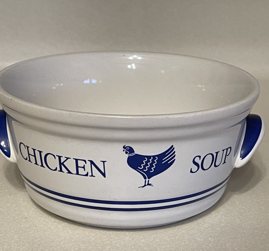 Vintage Ftd Chicken Soup Bowl Floral Dish; Dated 1985 Made in Korea; Retro Get Well Soon