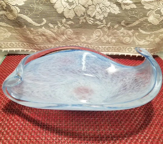 Blue & Clear Murano Art Glass Bowl