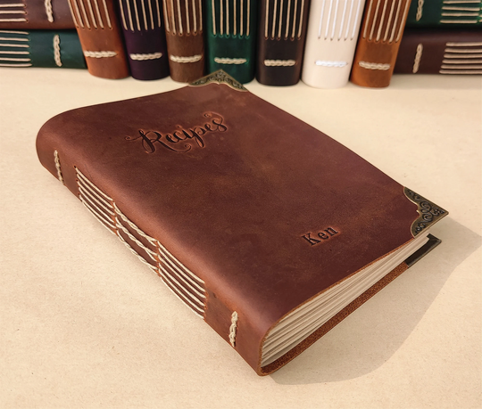 Recipes, Your Name Recipe Book, Personalized Genuine Leather Cook Gift For Him, Her, Fo Mom, Anniversary
