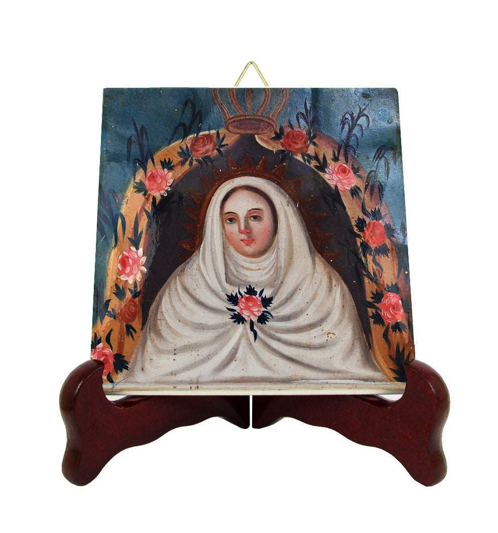 Catholic Art - Our Lady Of Sacred Cave Religious Icon On Tile Virgin Mary Icons Catholic Gifts Holy Colonial