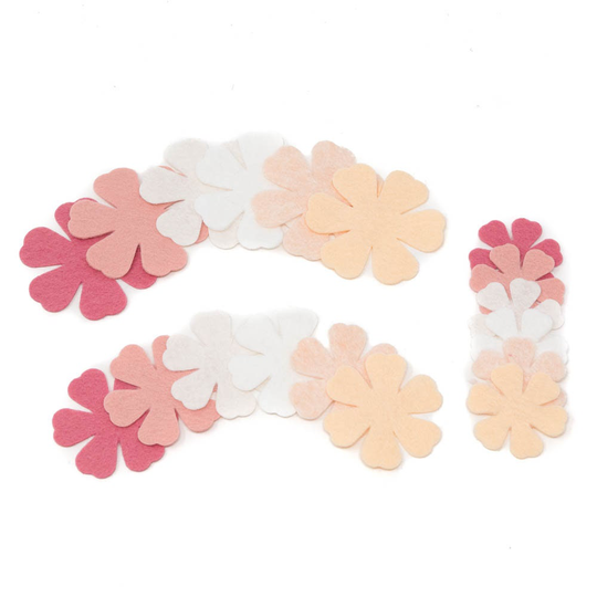 18 Chloe Wool Blend Felt Die Cut Applique Flowers - Rosey Cheeks Colors