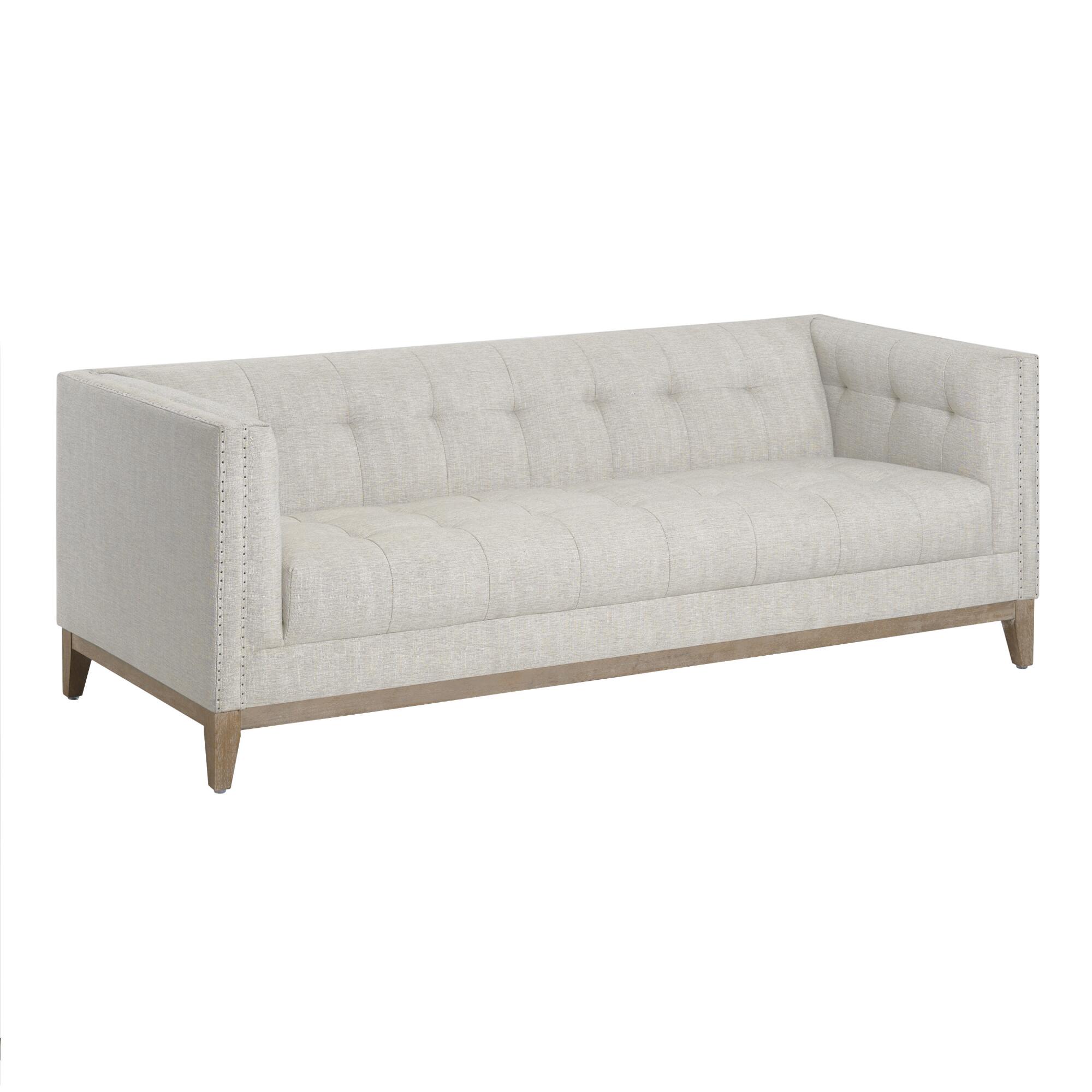 Taupe Tufted Nail Head Myles Sofa by World Market
