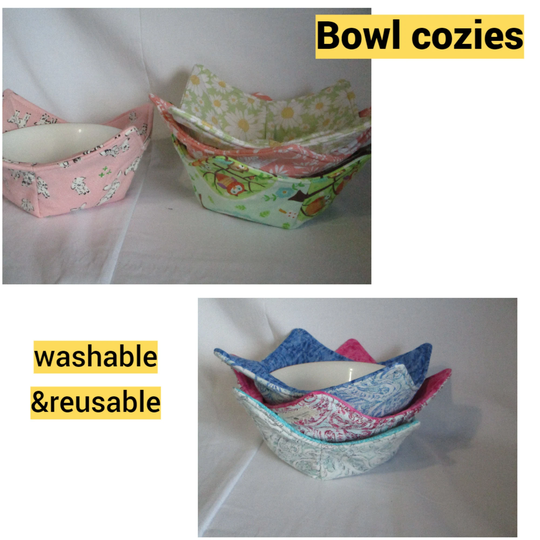 Bowl Cozy, Microwavable Bowl Cozy, Soup Pot Holder, Hot Pad, Reversible Cozie