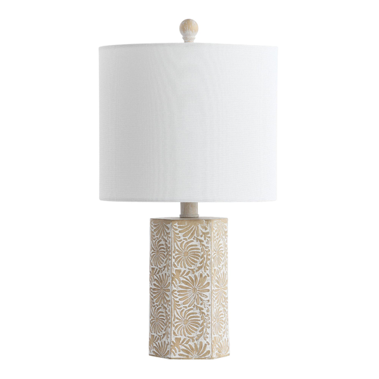 Ivory And Beige Abstract Floral Josie Table Lamp -
